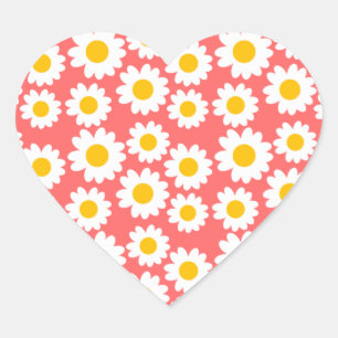 Pegatina En Forma De Corazón Groovy Daisies