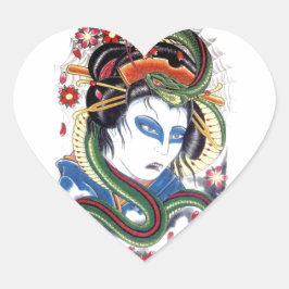 Pegatina En Forma De Corazón Grotesco y serpiente