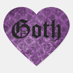 Pegatina En Forma De Corazón Grunge morado gótico elegante victoriano