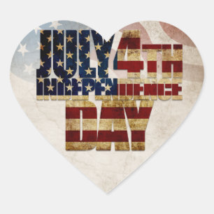 Pegatina En Forma De Corazón Grunge USA 4 de julio Gráfico de la Independencia