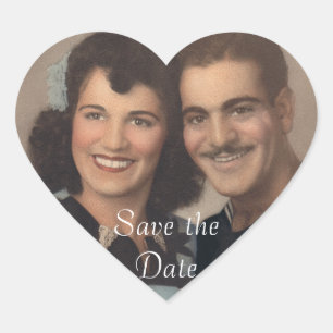 Pegatina En Forma De Corazón Guardar la fecha del Boda militar vintage