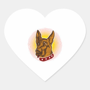 Pegatina En Forma De Corazón Guardián Perro Belga Malinois Shepherd