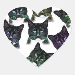 Pegatina En Forma De Corazón Guay Cats