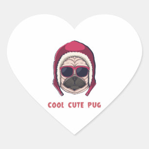 Pegatina En Forma De Corazón Guay Cute Pug