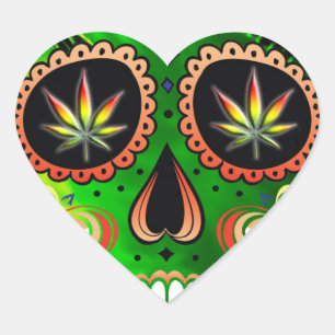 Pegatina En Forma De Corazón Guay Day of the Dead Sugar Skull Weed