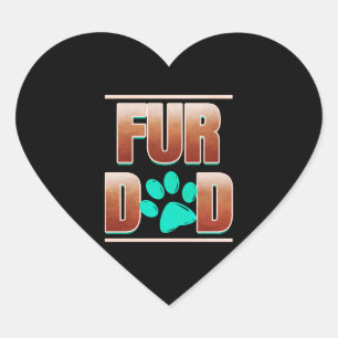 Pegatina En Forma De Corazón Guay Fur Dad Con Gato Paw En Pursday