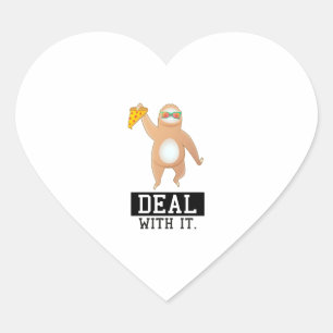 Pegatina En Forma De Corazón Guay sloth ama la pizza