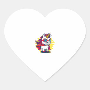 Pegatina En Forma De Corazón Guay Unicornio con superhéroe Cabo disfraz largo