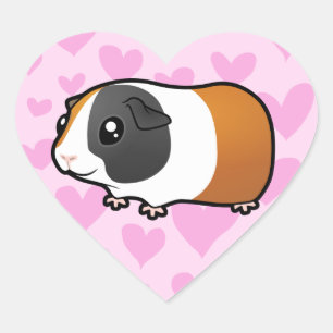 Pegatina En Forma De Corazón Guinea Cerdo Amor (pelo liso)
