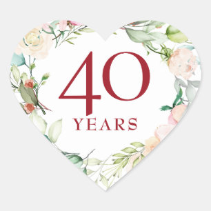 Pegatina En Forma De Corazón Guirnalda de rosas de verano dulces aniversario ru