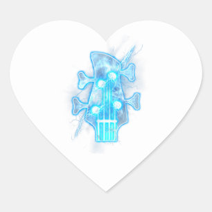 Pegatina En Forma De Corazón Guitar Lover   Jefe De Un Jugador De Guitarra De B