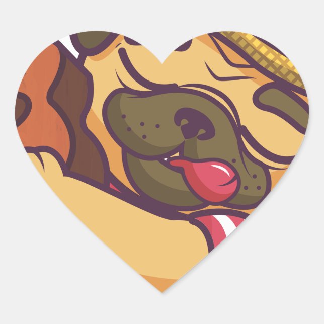 Pegatina En Forma De Corazón guitarra de pug (Anverso)