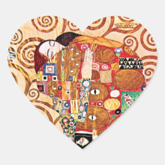 Pegatina En Forma De Corazón Gustav Klimt - El Abrazo - Pintura de Arte Fino
