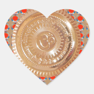 Pegatina En Forma De Corazón GYATRI Mantra n OmMantra Símbolo de ORO Grabado en
