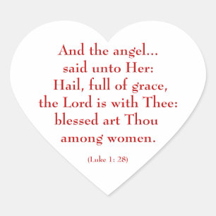 Pegatina En Forma De Corazón Hail Mary "Luke 1:28"