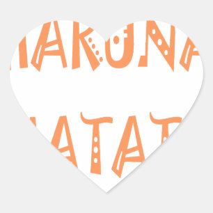 Pegatina En Forma De Corazón Hakuna Matata – Arte Textual Tribal Africano
