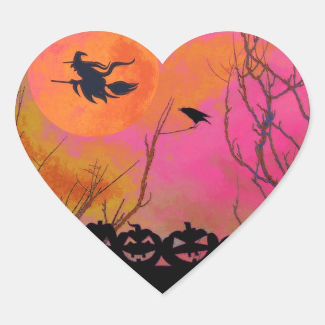 Pegatina En Forma De Corazón Halloween (Anverso)