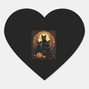 Pegatina En Forma De Corazón Halloween Black Cat Van Gogh Witch Kawaii Pumpkin