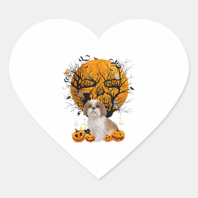 Pegatina En Forma De Corazón Halloween de perros (Anverso)
