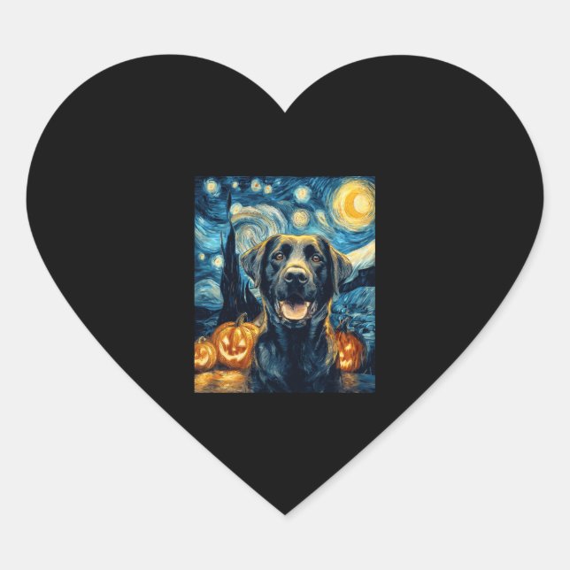Pegatina En Forma De Corazón Halloween de perros de color negro lindo Jack O La (Anverso)
