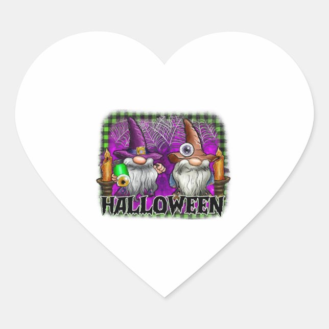 Pegatina En Forma De Corazón Halloween Gnome (Anverso)