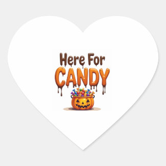 Pegatina En Forma De Corazón Halloween "Here for Candy"