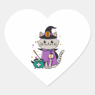 Pegatina En Forma De Corazón Halloween Hero Héroe de la Línea Un Gato De Enferm
