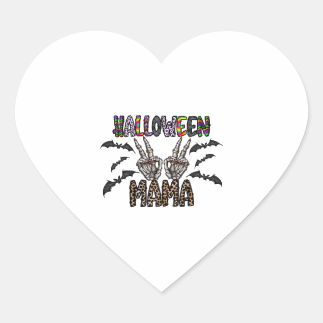 Pegatina En Forma De Corazón Halloween Mama (Anverso)
