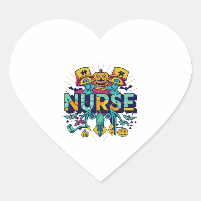 PEGATINA EN FORMA DE CORAZÓN HALLOWEEN NURSE (Anverso)