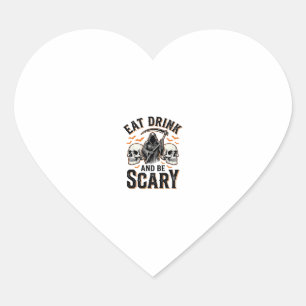 Pegatina En Forma De Corazón Halloween Terrorífico Come Bebe Y Sé Terrorífico S