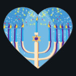 Pegatina En Forma De Corazón hanukkah menorah<br><div class="desc">"hanukkah menorah ", "feliz hanukkah",  menorah,  "estrella de david",  "chanukkah jewish",  Hanukkkah,  "feriados judíos"chanukah,  hannukah,  chanukkkah,  channukah,  chanukkkah,  hannuka,  hebrew,  jew,  menora,  judaica, </div>