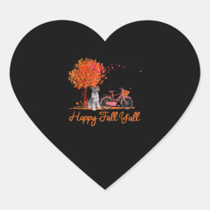 Pegatina En Forma De Corazón Happy Fall Yall Gracioso Schnauzer Dog Autumn Bicy