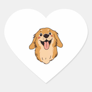 Pegatina En Forma De Corazón Happy Golden Retriever Dog Lover Puppy Retro