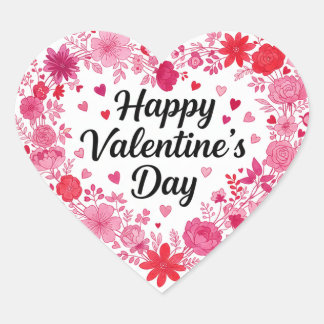 Pegatina En Forma De Corazón Happy Valentine’s Day Classic Round Heart Sticker 