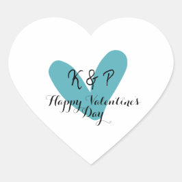 Pegatina En Forma De Corazón Happy Valentine's day turquoise heart name letter 