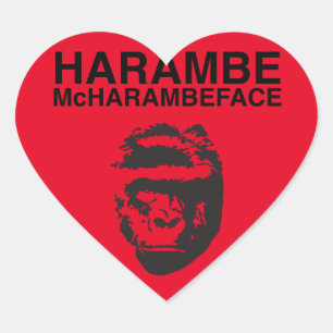 Pegatina En Forma De Corazón Harambe McHarambeface