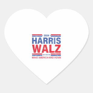 Pegatina En Forma De Corazón Harris Walz 2024 hace que Estados Unidos vuelva a 