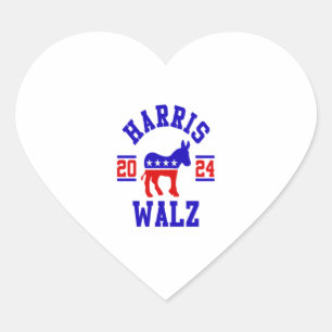 Pegatina En Forma De Corazón Harris Walz 2024 por el presidente demócrata patri