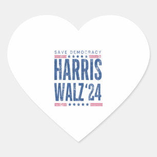 Pegatina En Forma De Corazón Harris Walz 2024 Salvar la democracia