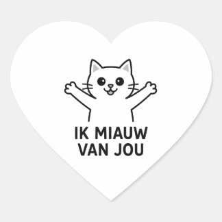 Pegatina En Forma De Corazón Hartvormige sticker met kat afbeelding