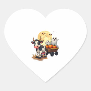 Pegatina En Forma De Corazón Haunted Hayride Cow