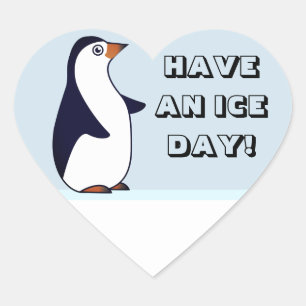 Pegatina En Forma De Corazón ¡HaVe a iCe DAy! Pingüino