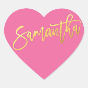 Pegatina En Forma De Corazón HEART BAT MITZVAH escritura moderna de oro rosa SA