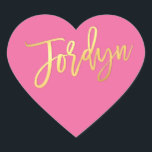 Pegatina En Forma De Corazón HEART BAT MITZVAH guión dorado turquesa JORDYN<br><div class="desc">por kat massard >> https://linktr.ee/simplysweetpaperie <<<** NOTA - EL EFECTO DE RELIEVE METALIZADO DORADO BRILLANTE ES UNA IMPRESIÓN IMPRESA *** - - - - - - - - - - - CONTACTE CONMIGO para el personalizado "tipo de efecto de Relieve metalizado de oro falso" Me encanta el diseño, pero le...</div>