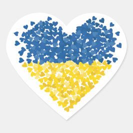 Pegatina En Forma De Corazón Heart. Love to Ukraine. Ukrainian flag. 