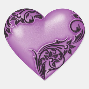 Pegatina En Forma De Corazón Heart Scroll Phlox w Black