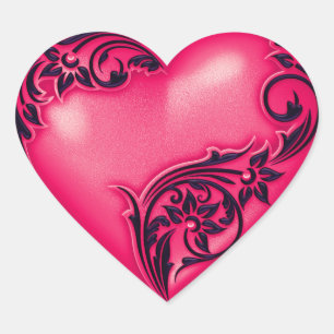 Pegatina En Forma De Corazón Heart Scroll Watermelon Red w Black