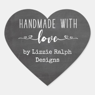 Pegatina En Forma De Corazón Hecho a mano con Amor por Custom Chalkboard