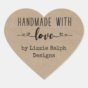 Pegatina En Forma De Corazón Hecho a mano con Amor por Custom Kraft Look