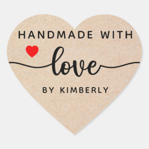 Pegatina En Forma De Corazón Hecho a mano con amor simple